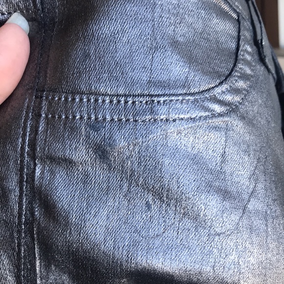 J Brand stretchy silver crackled paint pants 25 - Picture 8 of 9